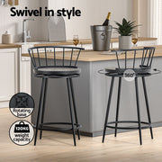 Artiss 2x Bar Stools Swivel Metal Chairs BA-J-8138-BKX2