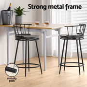 Artiss 2x Bar Stools Swivel Metal Chairs BA-J-8138-BKX2