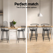 Artiss 2x Bar Stools Swivel Metal Chairs BA-J-8138-BKX2