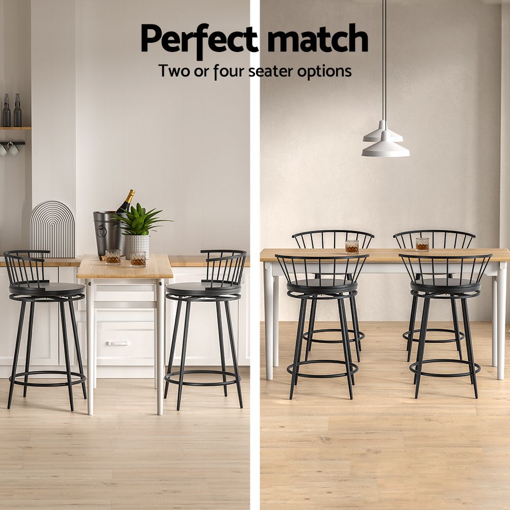 Artiss 2x Bar Stools Swivel Metal Chairs BA-J-8138-BKX2