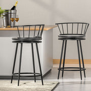 Artiss 2x Bar Stools Swivel Metal Chairs BA-J-8138-BKX2