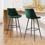 Artiss 2x Bar Stools Velvet Chairs Green BA-K-0222-GRX2