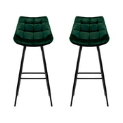 Artiss 2x Bar Stools Velvet Chairs Green BA-K-0222-GRX2