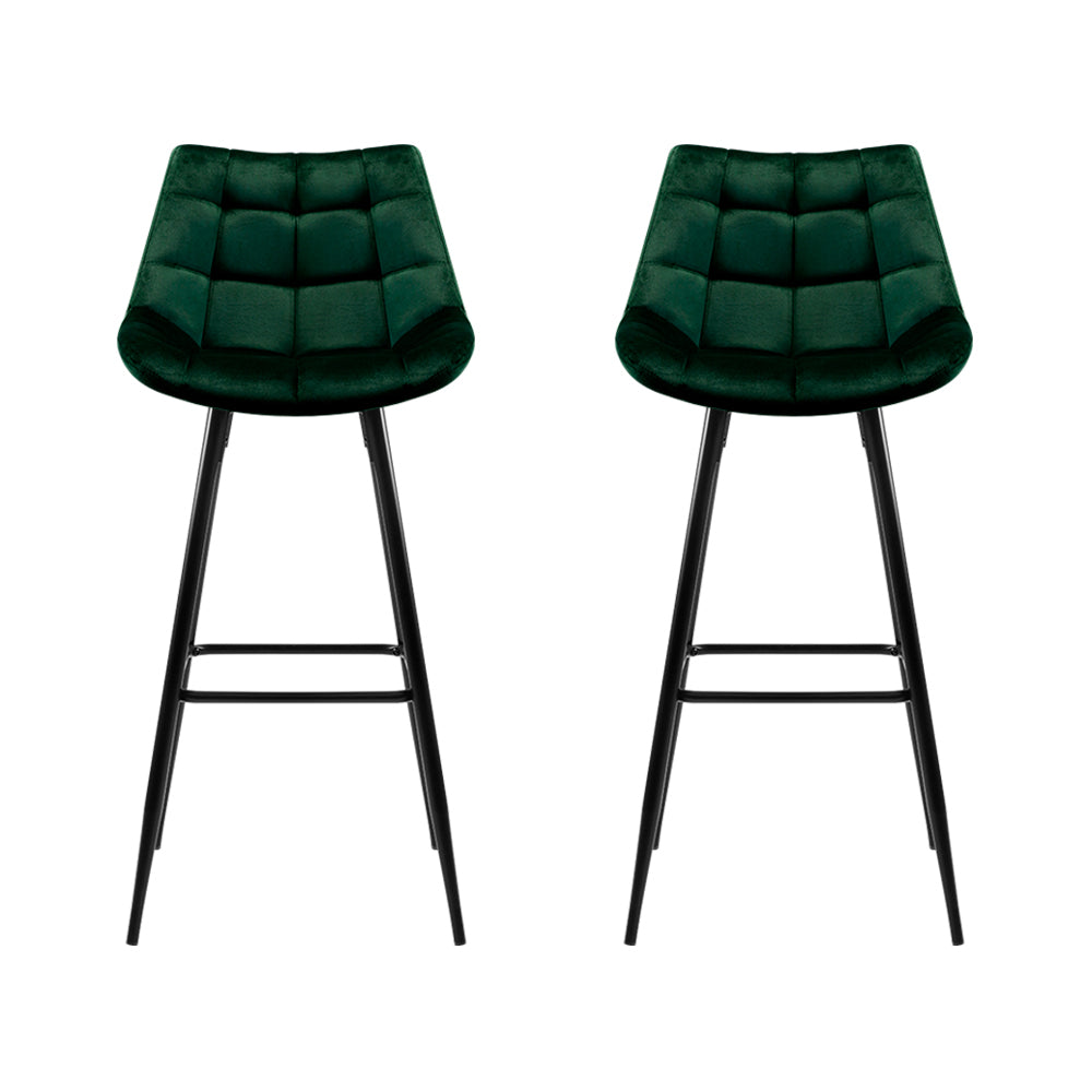 Artiss 2x Bar Stools Velvet Chairs Green BA-K-0222-GRX2