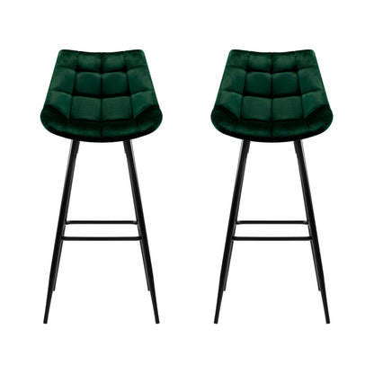 Artiss 2x Bar Stools Velvet Chairs Green BA-K-0222-GRX2