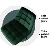Artiss 2x Bar Stools Velvet Chairs Green BA-K-0222-GRX2