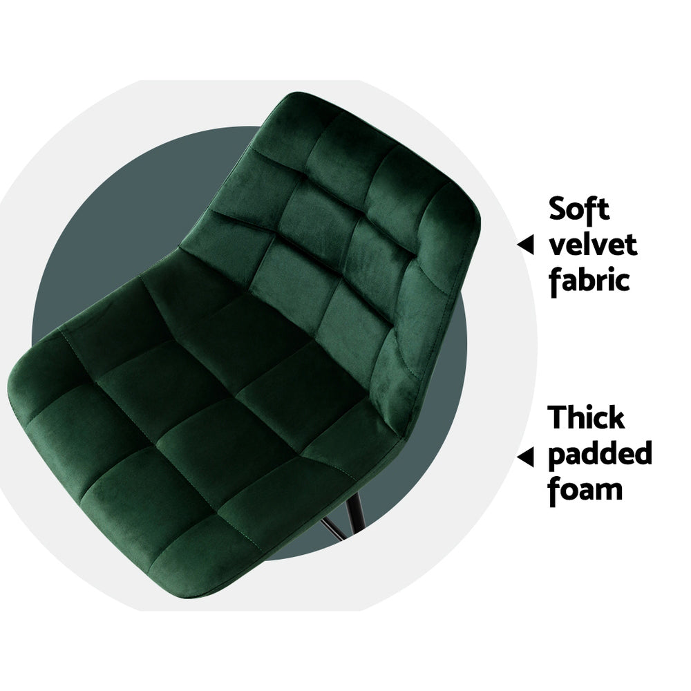 Artiss 2x Bar Stools Velvet Chairs Green BA-K-0222-GRX2