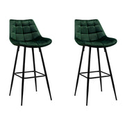 Artiss 2x Bar Stools Velvet Chairs Green BA-K-0222-GRX2