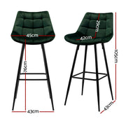 Artiss 4x Bar Stools Velvet Chairs Green BA-K-0222-GRX4