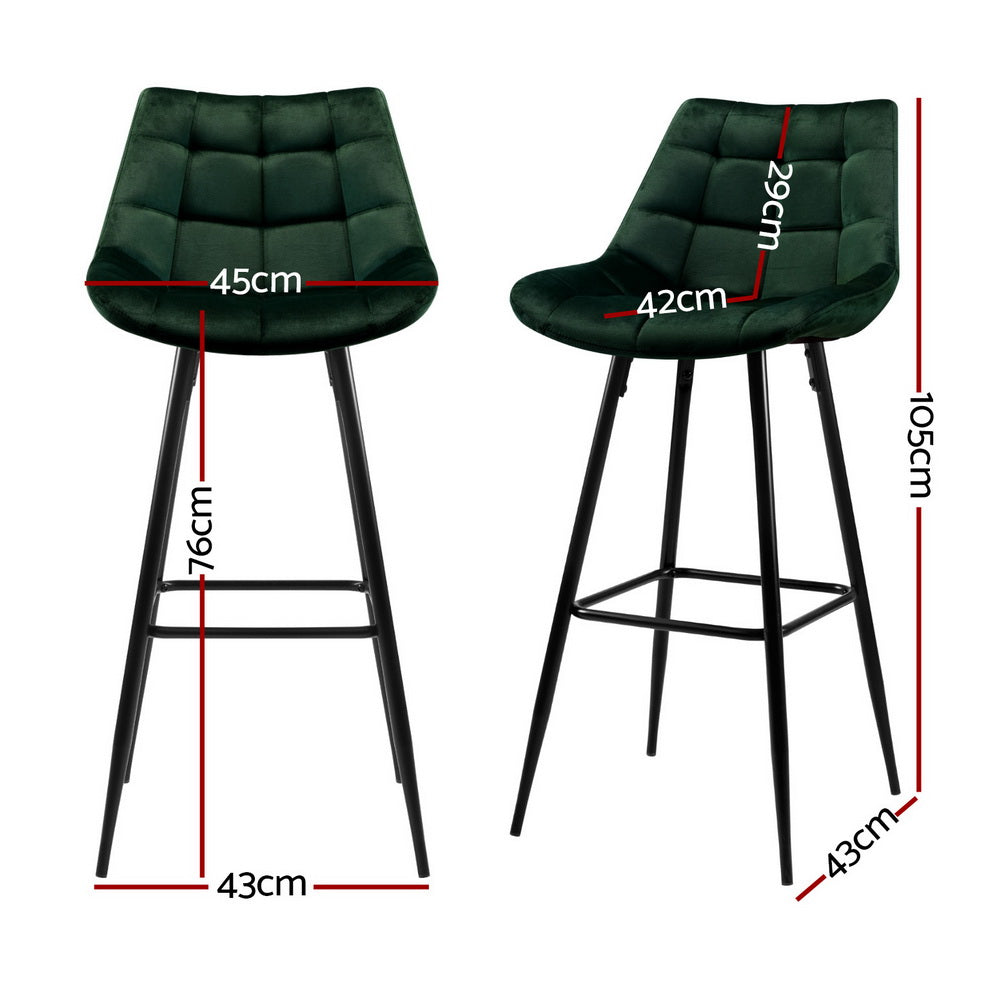 Artiss 4x Bar Stools Velvet Chairs Green BA-K-0222-GRX4