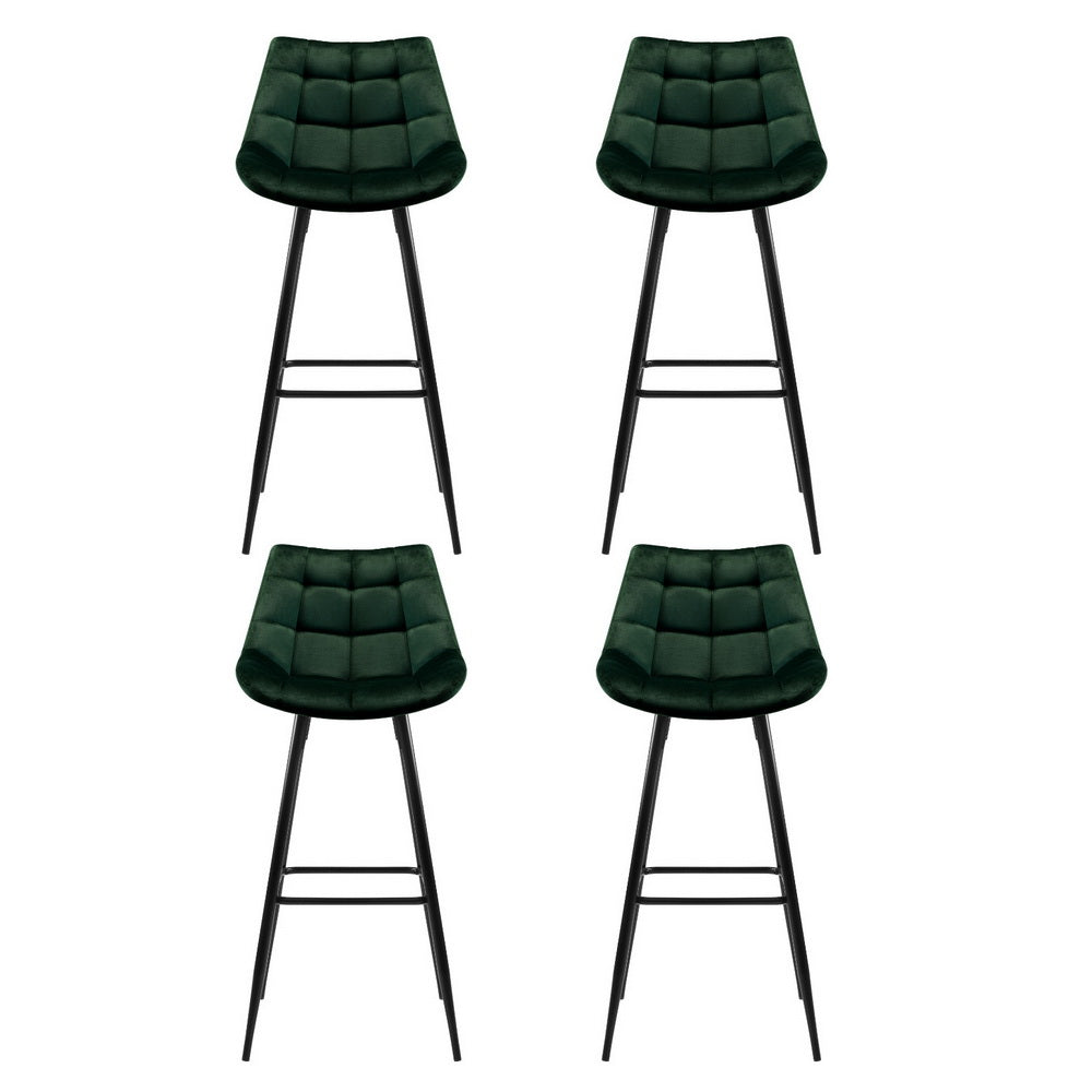 Artiss 4x Bar Stools Velvet Chairs Green BA-K-0222-GRX4