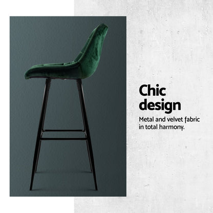 Artiss 4x Bar Stools Velvet Chairs Green BA-K-0222-GRX4