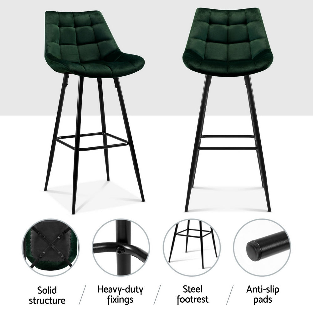 Artiss 4x Bar Stools Velvet Chairs Green BA-K-0222-GRX4