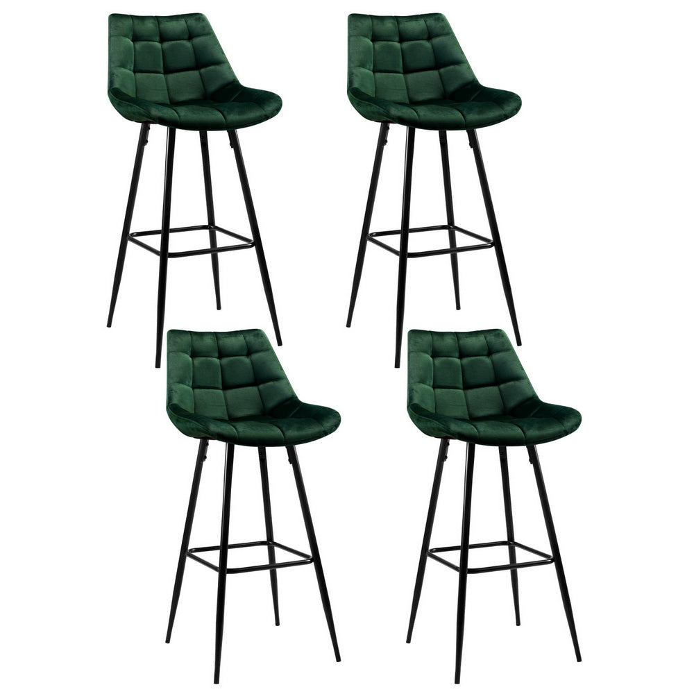 Artiss 4x Bar Stools Velvet Chairs Green BA-K-0222-GRX4