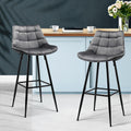 Artiss 2x Bar Stools Velvet Chairs Grey BA-K-0222-GYX2