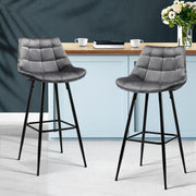 Artiss 2x Bar Stools Velvet Chairs Grey BA-K-0222-GYX2