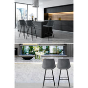 Artiss 2x Bar Stools Velvet Chairs Grey BA-K-0222-GYX2
