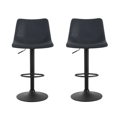 Artiss 2x Bar Stools Vintage Leather Swivel Gas Lift Black BA-K-0224-BKX2