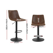 Artiss 2x Bar Stools Vintage Swivel Gas Lift Brown BA-K-0224-BRX2