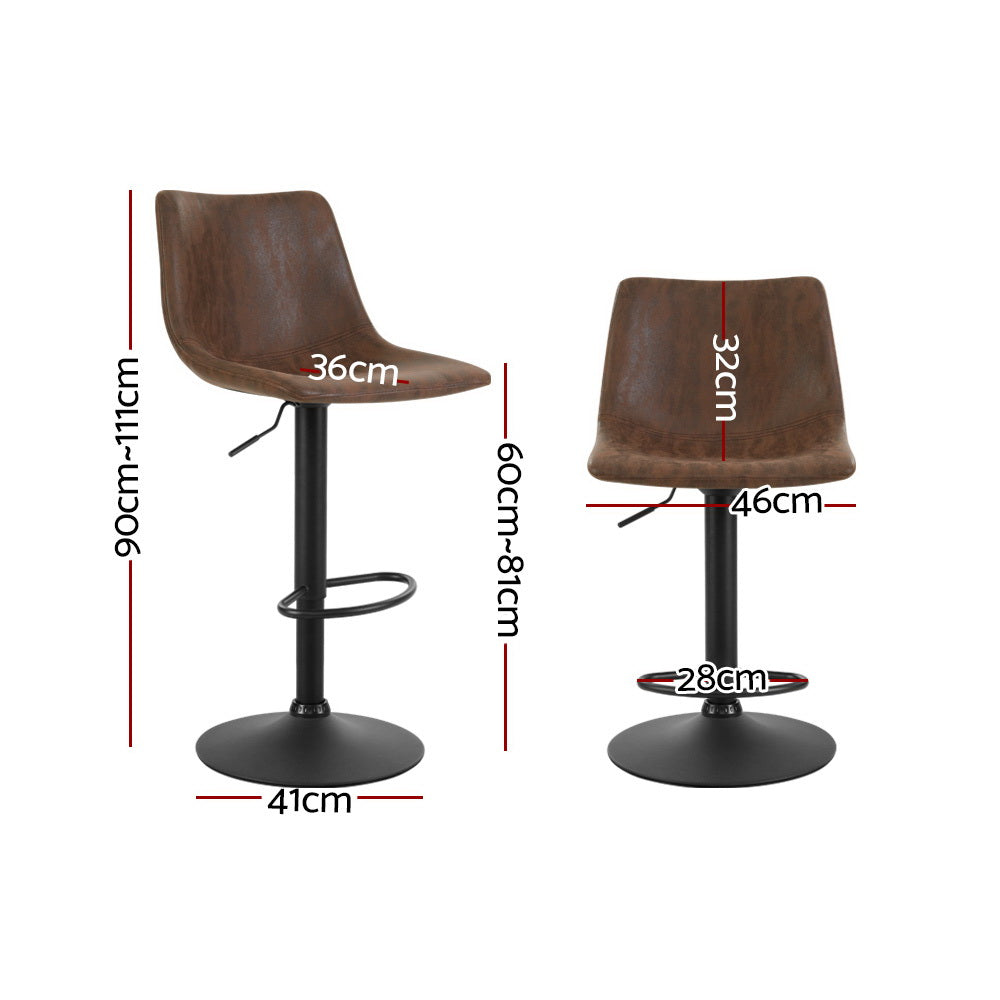 Artiss 2x Bar Stools Vintage Swivel Gas Lift Brown BA-K-0224-BRX2