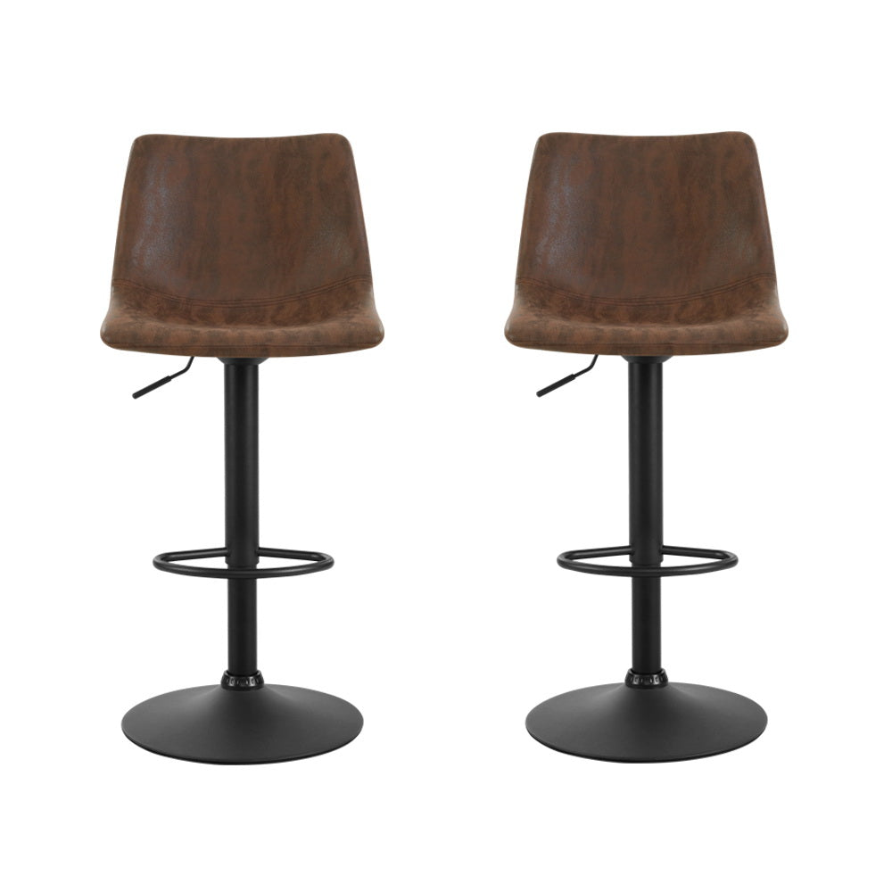 Artiss 2x Bar Stools Vintage Swivel Gas Lift Brown BA-K-0224-BRX2