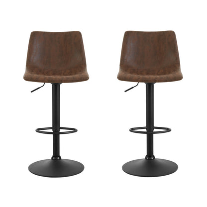 Artiss 2x Bar Stools Vintage Swivel Gas Lift Brown BA-K-0224-BRX2