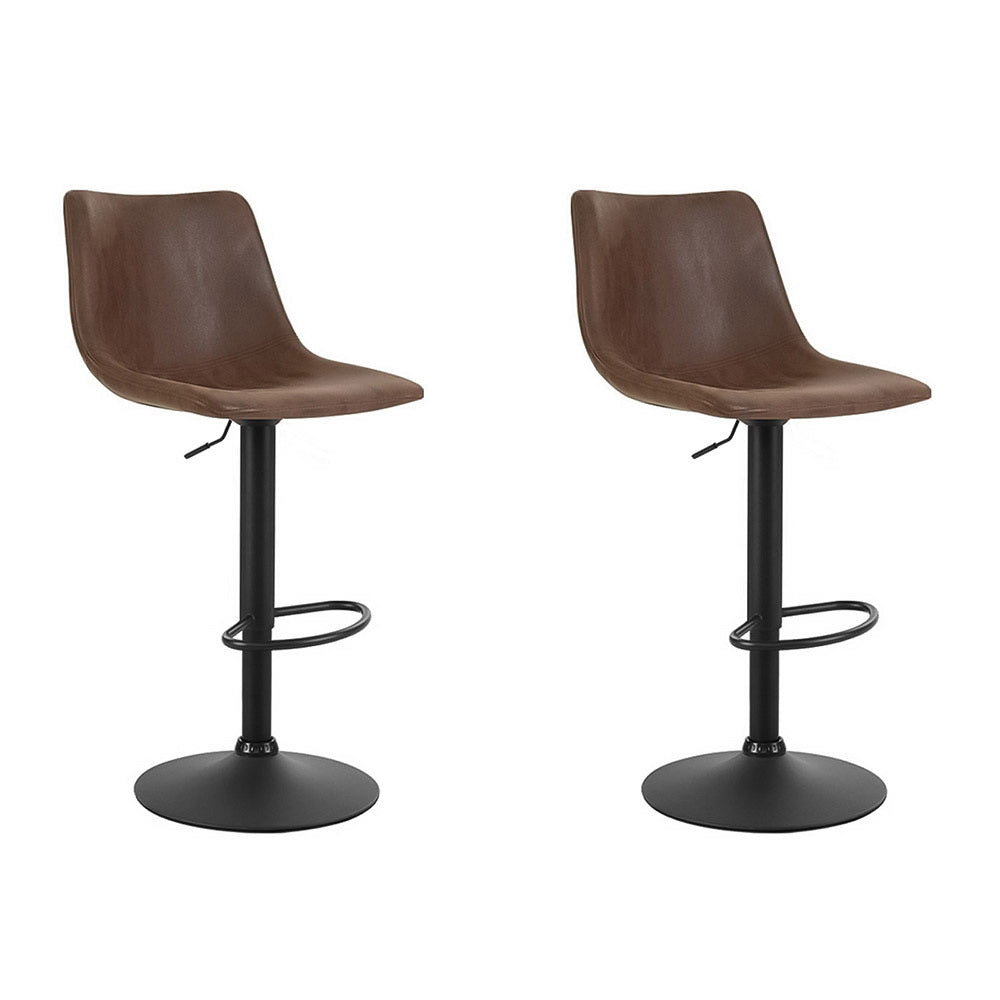 Artiss 2x Bar Stools Vintage Swivel Gas Lift Brown BA-K-0224-BRX2