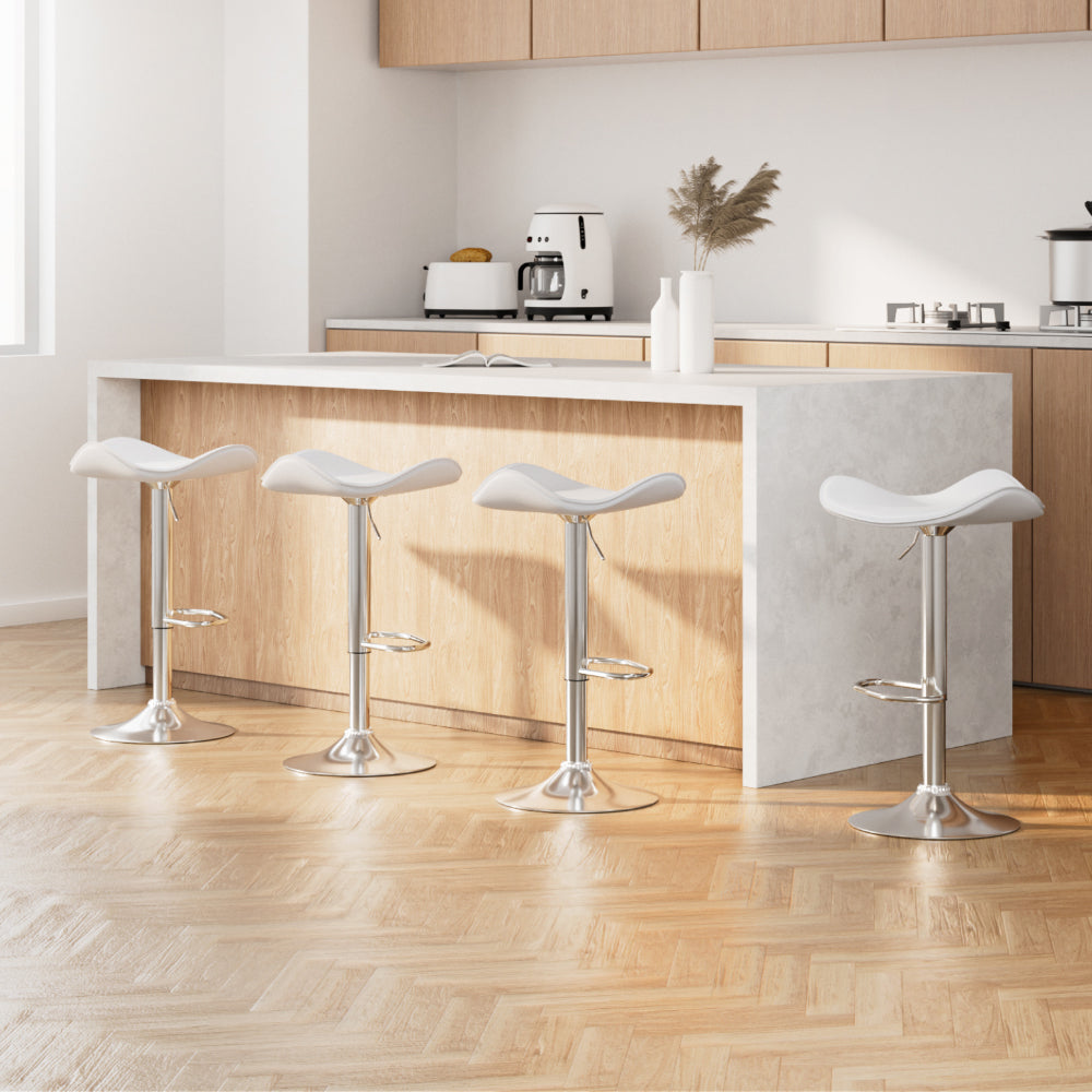 Artiss 4x Bar Stools Leather Gas Lift Chair White BA-K-1001-WHX4