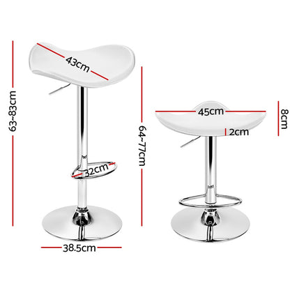 Artiss 4x Bar Stools Leather Gas Lift Chair White BA-K-1001-WHX4
