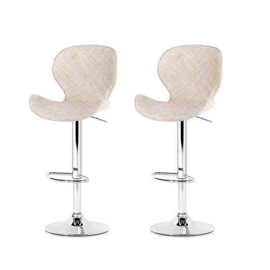 Artiss 2x Bar Stools Kitchen Swivel Gas Lift Counter Chair Wing PE Rattan Beige BA-K-1004-BGX2