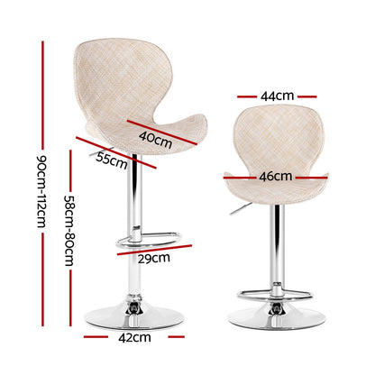 Artiss 4x Bar Stools Kitchen Swivel Gas Lift Counter Chair Wing PE Rattan Beige BA-K-1004-BGX4