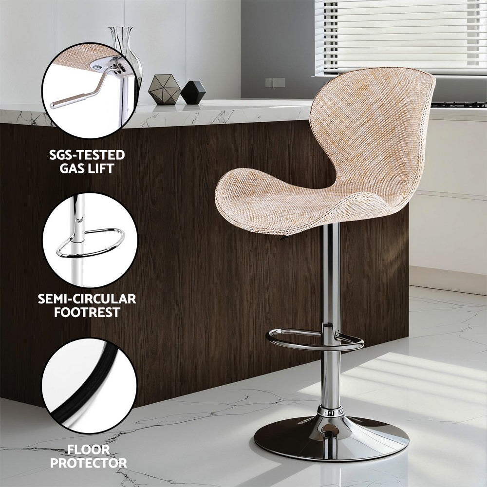 Artiss 4x Bar Stools Kitchen Swivel Gas Lift Counter Chair Wing PE Rattan Beige BA-K-1004-BGX4