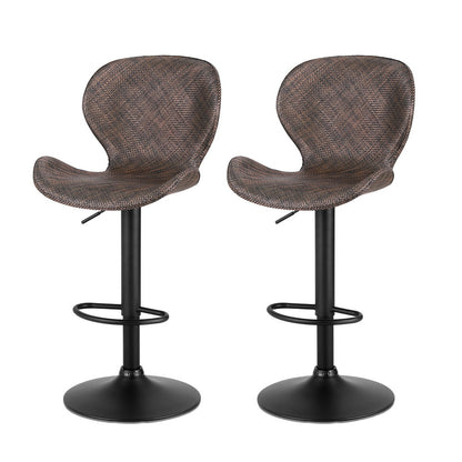 Artiss 2x Bar Stools Kitchen Swivel Gas Lift Counter Chair Wing PE Rattan Brown BA-K-1004-BRX2