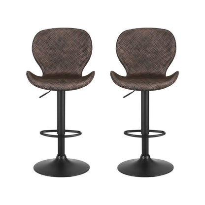 Artiss 2x Bar Stools Kitchen Swivel Gas Lift Counter Chair Wing PE Rattan Brown BA-K-1004-BRX2