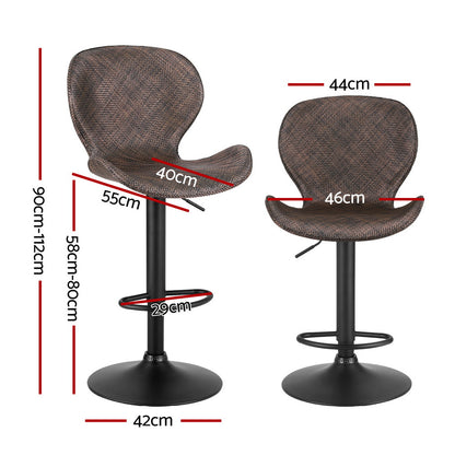 Artiss 4x Bar Stools Kitchen Swivel Gas Lift Counter Chair Wing PE Rattan Brown BA-K-1004-BRX4