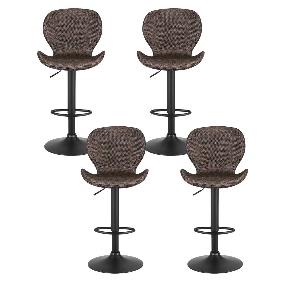 Artiss 4x Bar Stools Kitchen Swivel Gas Lift Counter Chair Wing PE Rattan Brown BA-K-1004-BRX4