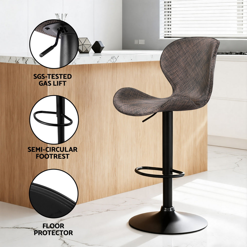 Artiss 4x Bar Stools Kitchen Swivel Gas Lift Counter Chair Wing PE Rattan Brown BA-K-1004-BRX4