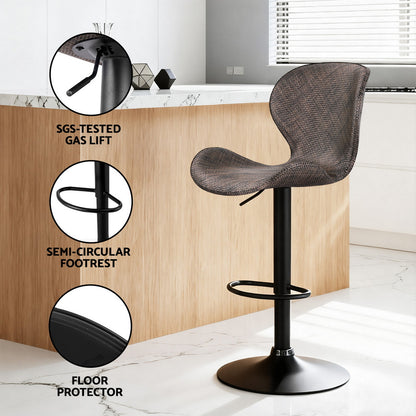 Artiss 4x Bar Stools Kitchen Swivel Gas Lift Counter Chair Wing PE Rattan Brown BA-K-1004-BRX4