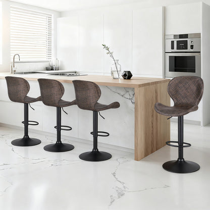 Artiss 4x Bar Stools Kitchen Swivel Gas Lift Counter Chair Wing PE Rattan Brown BA-K-1004-BRX4