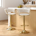 Artiss 2x Bar Stools Gas Lift Velvet Woven Backrest Ivory BA-K-1006-IVX2