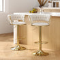 Artiss 2x Bar Stools Gas Lift Velvet Woven Backrest Ivory BA-K-1006-IVX2