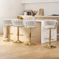 Artiss 4x Bar Stools Gas Lift Velvet Woven Backrest Ivory BA-K-1006-IVX4