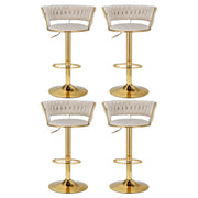 Artiss 4x Bar Stools Gas Lift Velvet Woven Backrest Ivory BA-K-1006-IVX4