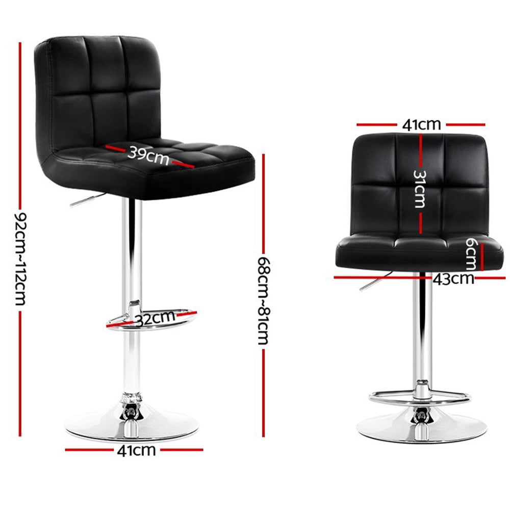 Artiss 4x Bar Stools Leather Gas Lift Black BA-K-1055-BKX4