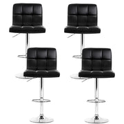 Artiss 4x Bar Stools Leather Gas Lift Black BA-K-1055-BKX4