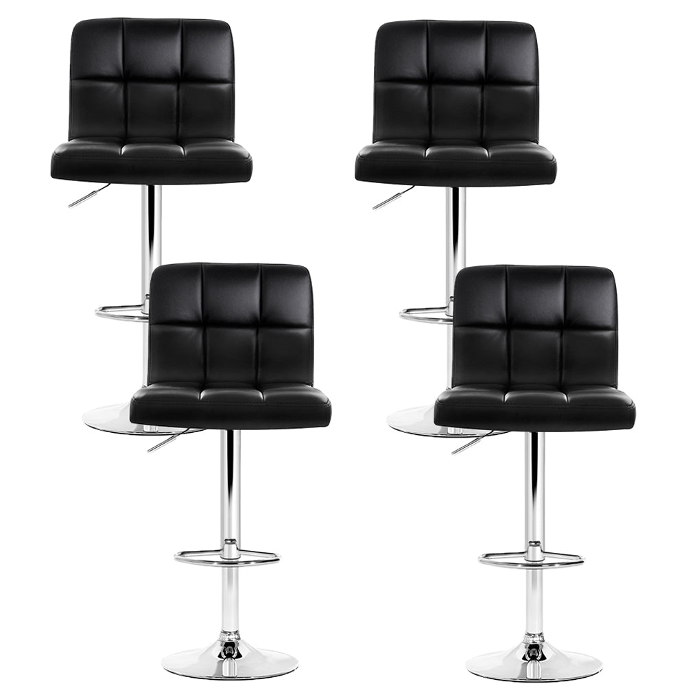 Artiss 4x Bar Stools Leather Gas Lift Black BA-K-1055-BKX4