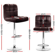 Artiss 4x Bar Stools Leather Gas Lift Brown BA-K-1055-CHX4