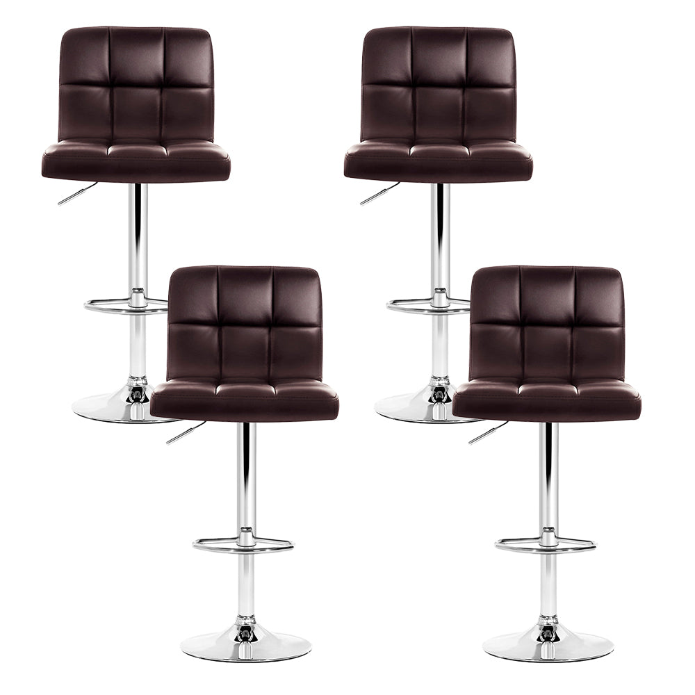Artiss 4x Bar Stools Leather Gas Lift Brown BA-K-1055-CHX4