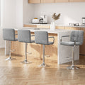 Artiss 4x Bar Stools Fabric Gas Lift w/Armrest Grey BA-K-1055A-FABRIC-GYX4