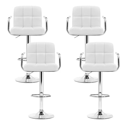 Artiss 4x Bar Stools Leather Gas Lift w/Armrest White BA-K-1055A-WHX4